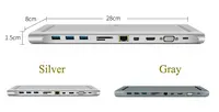 WIWU Multi-function 11 в 1 концентратор usb type-C док-станция для MacBook Алюминиевый USB 3,0 к HDMI/VGA Универсальная док-станция для Dell