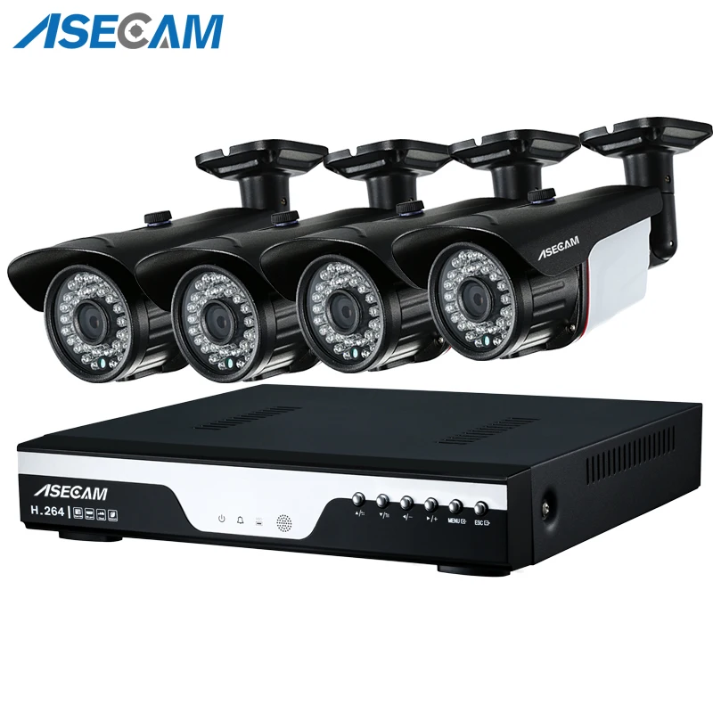 

New 4ch Super 4MP HD CCTV Camera DVR Video Recorder AHD Outdoor Black Bullet Security Camera System Kit Surveillance Email alert