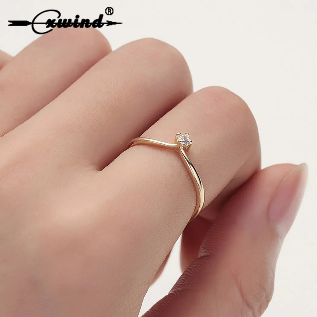 Cxwind moda Zirconia corona anillo para la boda de las mujeres AAA Zirconia cristal geométrico anillo 2019 anillos joyería