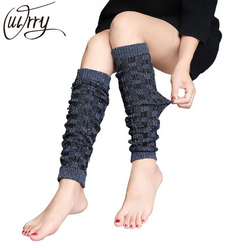 

OUIRRY Women Winter Warm Solid Leg Warmers Wool Knitting High Knee Socks AUTUMN Ruffle Trim Leg Warmers Boot Topper Socks