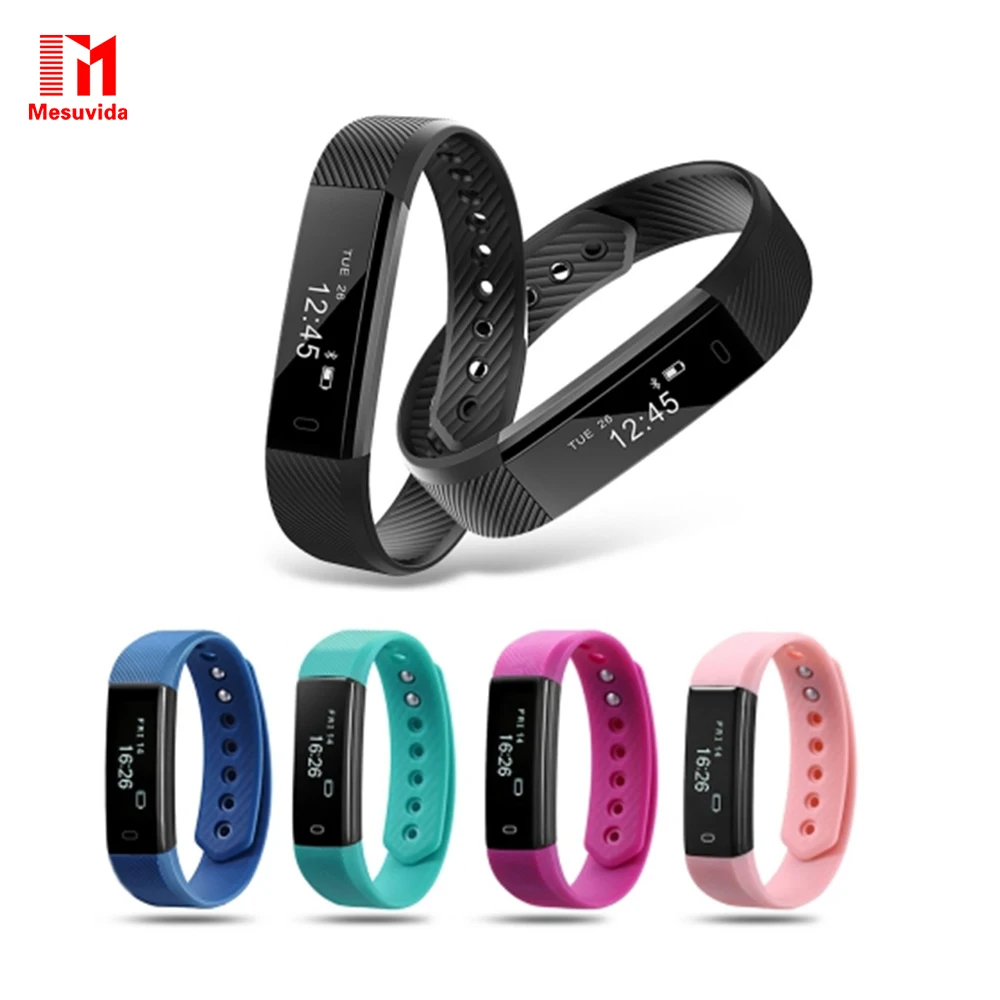 

ID115 Smart Bracelet Fitness Tracker Step Counter Activity Monitor Band Alarm Clock Vibration Wristband For Iphone Android Phone