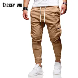 JACKEYWU Повседневное Штаны Для мужчин 2019 модные однотонные Цвет узкие спортивные штаны эластичные талия спортивная одежда хип-хоп Уличная