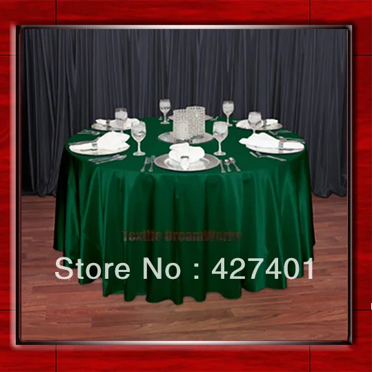 

Hunter Green 108" Round Shaped Poly Satin Table Cloth /Banquet Tablecloths/Table Linen/ For Wedding Party Decorating