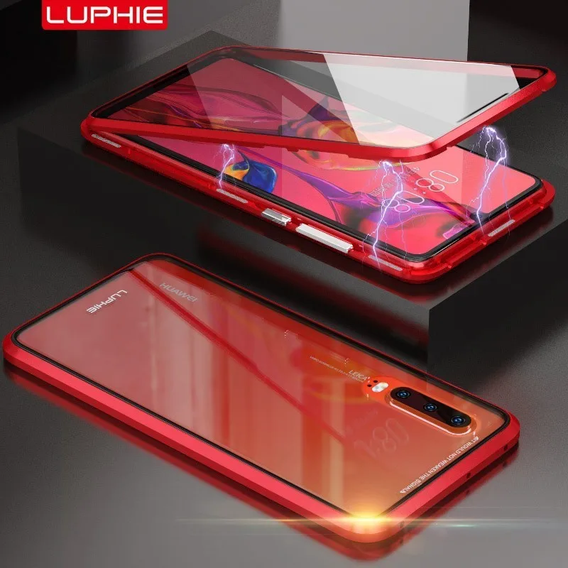 

Luphie Anti-peep Magnetic Tempered Glass Case for Huawei P30 Pro Front+Back Double Side Glass Coque for P30 Magnet Cover Fundas