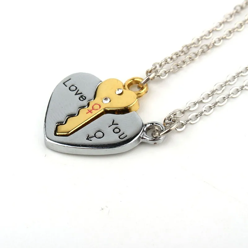 Ожерелье в виде разбитого сердца с серебряным покрытием 2 шт.|heart necklace|necklaces for