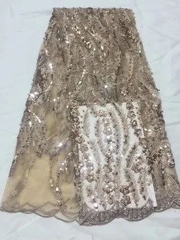 

2018 High Quality Nigerian Lace Fabrics Latest Mesh African Sequins Lace Fabric Bride Guipure French Net Lace Fabric