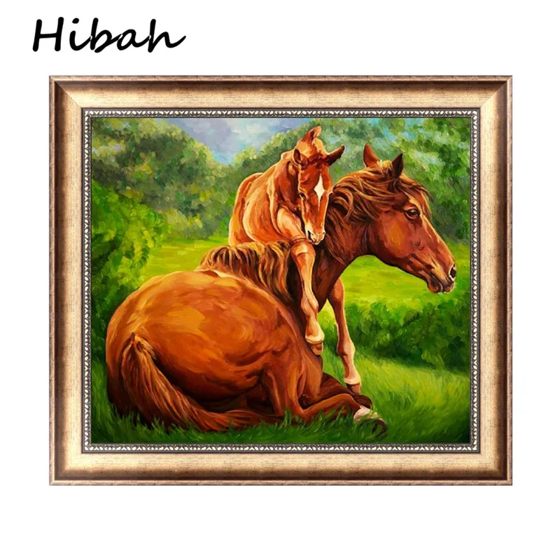 

5D diamond cross stitch cartoon diamond embroidery round diamond animal horse decoration painting.
