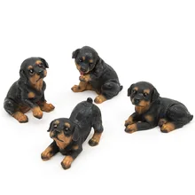4pcs Resin Rottweiler Dogs Micro Landscape Decor Pet Puppy Miniature Home Garden Ornament Bonsai Terrarium Figurines Home Decor