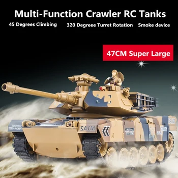 

Radio Control RC Military Tank 1:18 47CM 2.4G Smoke Sound Bullet Light Germany Tiger US M1A2 Simulate Heavy RC Battle Tank Model