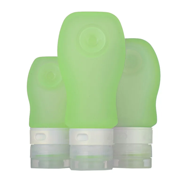 3 шт. в комплекте; размер 37/60/89 мл герметичность силиконовые Портативный медицинский податливый многоразовые бутылки комплект контейнеры для путешествий с присоской - Цвет: green