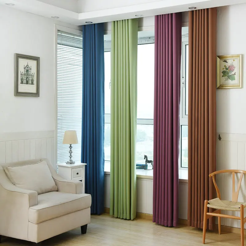 

Solid Color Linen Blackout Curtain With Modern Pattern for Living Room Bedroom/ Kitchen/ Hotel Ready-made Finished Free Shipping