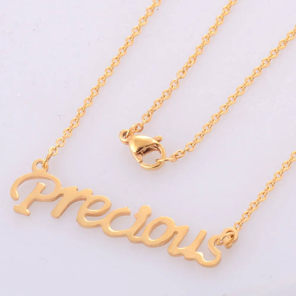 Fashion Gold Color Stainless Steel Letters Precious Pendant Necklaces