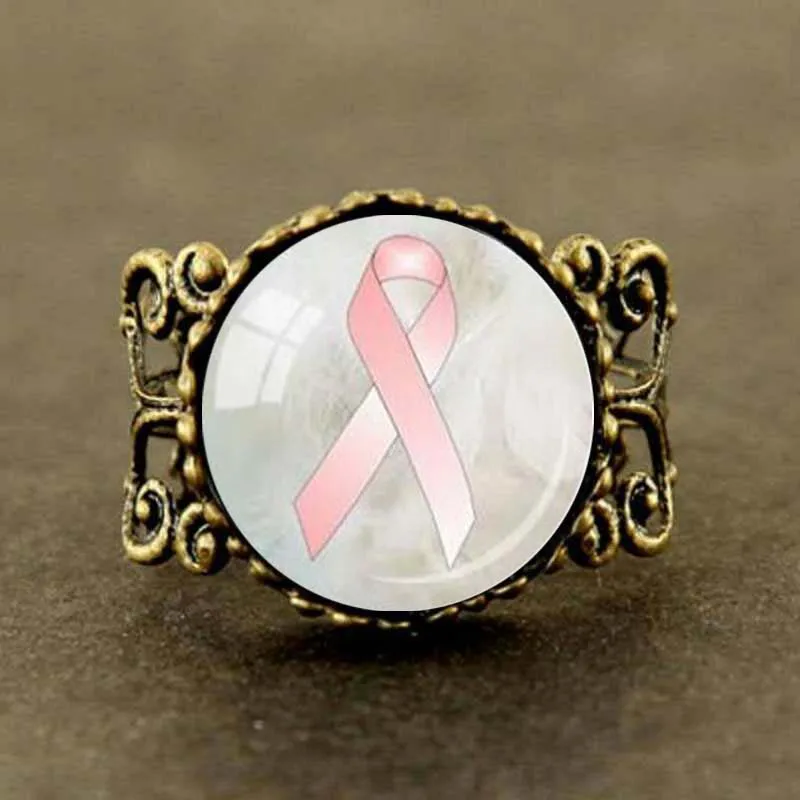 Steampunk BREAST CANCER AWARENESS Ring Cancer Survivor Jewelry Wellness