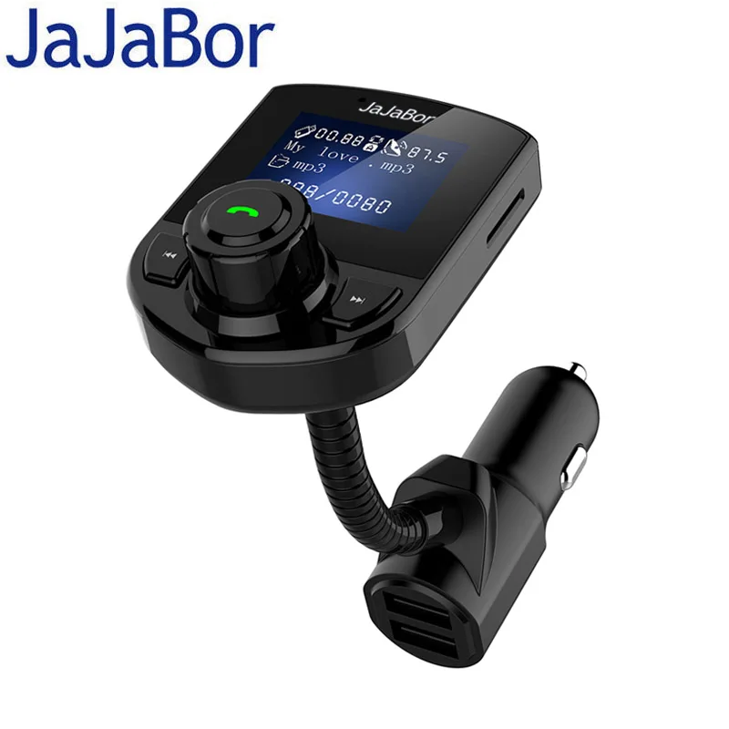 JaJaBor FM Transmitter Bluetooth Car Kit Handsfree Calling AUX Car MP3 Audio Player Voltage Detection Dual USB Car Charger