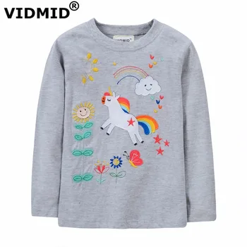 

VIDMID Girls t-shirt Children T shirt Baby Girl Long sleeve jacket cardigan shirts Blouse clothes kids cartoon cotton sweater