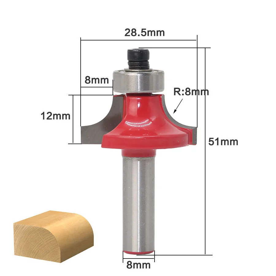 4 шт./компл. высокое качество Roundover бит с подшипником Концевая фреза 8 мм хвостовик ласточкин хвост фрезы Резак работы по дереву