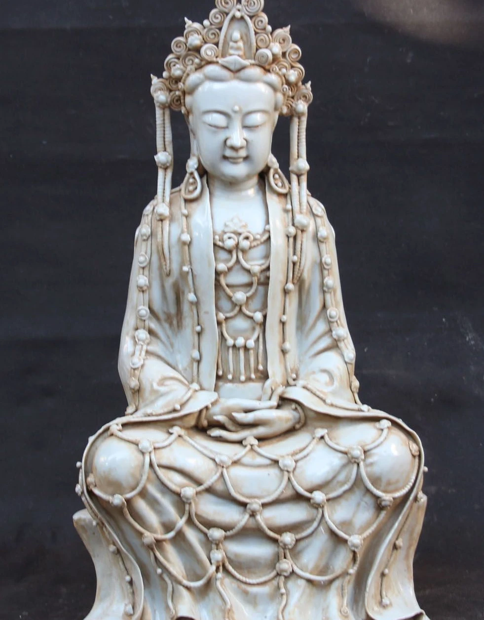 

22" Old Folk Collected White Porcelain Kwan-yin Guanyin Guan Yin Godness Statue