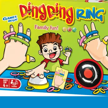 

Family Fun Ding Ding Ring Funny Party Games with 24 pcs picture cards 60 pcs Hair Rings and 1 Bell for 2-6 players