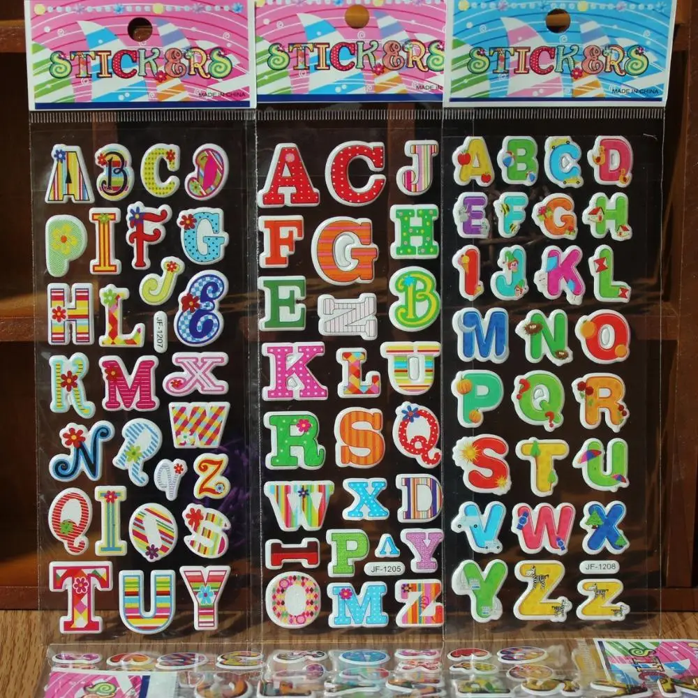 

& 5pcs/lot 3D Cartoon 26 english letters OR Arabic numbers kids rooms bubble Stickers school study Scrapbook Puffy foam Stickers