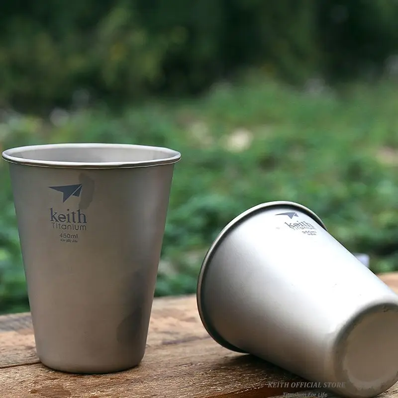 Keith titanio puro cerveza Drinkware Camping al aire libre de titanio de color café ultraligero taza de viaje 350 ml 450 mL 40G 45g