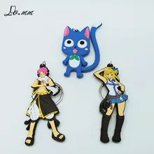 

Anime Cartoon FAIRY TAIL cos PVC key chain Natsu Lucy Happy funny Pendant novelty Christmas keychain souvenir kid men llavero
