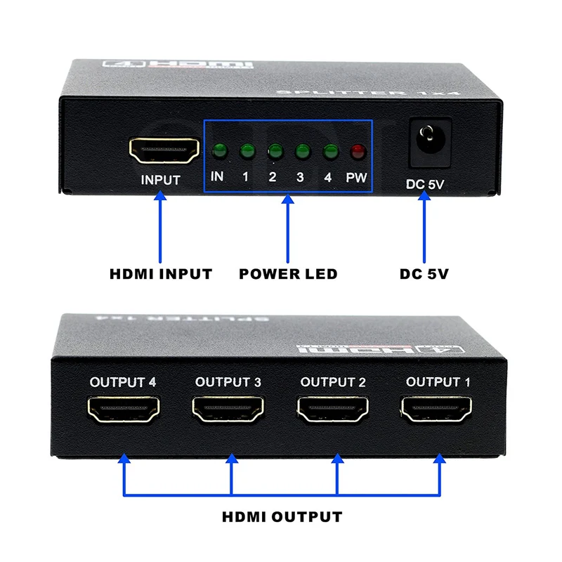 Trumsoon HDMI 1 в 4 Выход сплиттер 1080P 3D 1X4 1x3 HDMI адаптер переключатель для ПК ноутбук с HDTV монитором