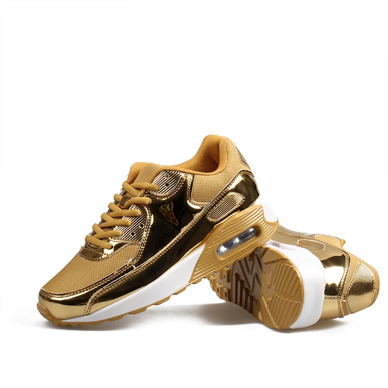 

Fashion Pu Leather Women Sneakers Breathable Mesh Women Casual Shoes Flat Shoes Women Vulcanize shoes gold Silver Women Shoes 46