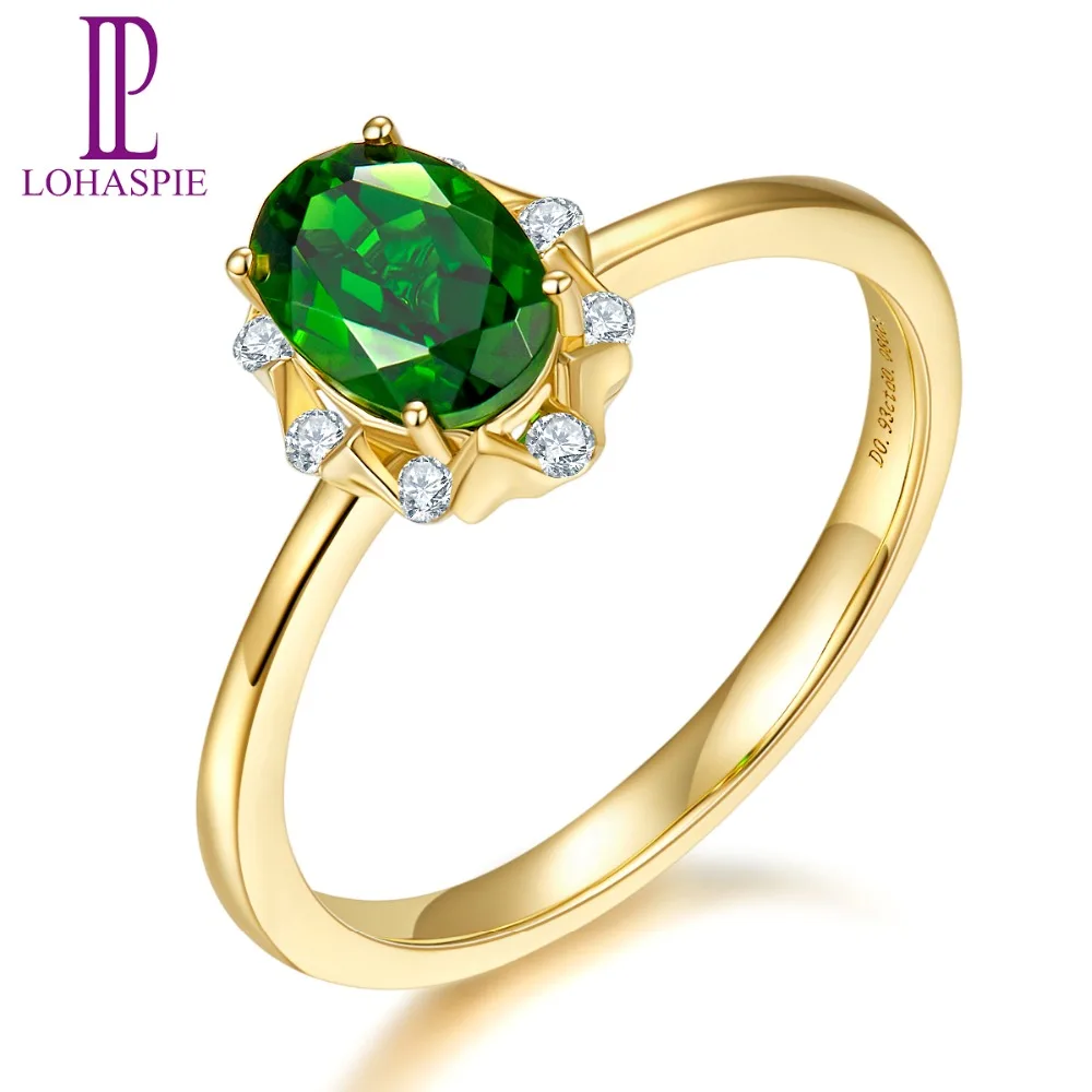 

LP Natural Gemstone Chrome Diopside & Diamond Solid 18K Yellow Gold Trendy Engagement Ring Fine Jewelry For Women 2017 NEW