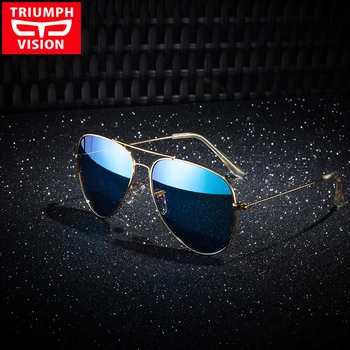 

TRIUMPH VISION Polarized Sunglasses Men Pilot Mirror Lens Blue Sun Glasses Driving Shades Lentes Gafas Oculos de sol Masculino