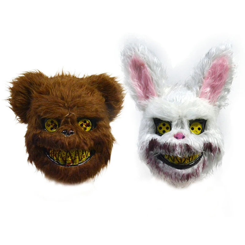 

Bloody Plush Bear Mask Halloween Cute Rabbit Mask Halloween Masquerade Party Decorations Cosplay Costumes Props Latex Cute Mask