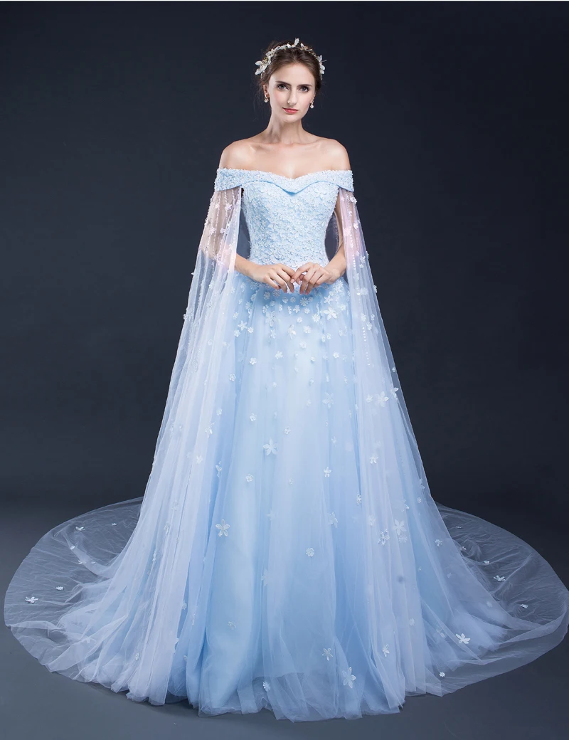 Long blue wedding dress Clearance
