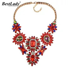 Best lady Luxury Crystal Flower Statement Rhinestone Gem Colorful Collar Choker Women Maxi Good Quality Custom Necklace B248