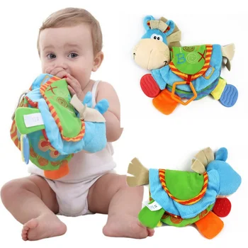 

2019 Newborn Baby Rattles Teether Toys Cute Donkey Animal Cloth Book For Toddlers Learning early Education Toys Christmas Gift