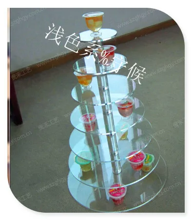 

free shipping High Quality Cheap Clear 7 Tier Round May Couple Acrylic Wedding Party Cupcake Display Acrylic Cupcake Stand