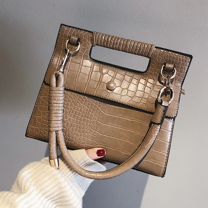 

Women's Handbag Casual Crocodile Pattern PU Leather Messenger Bag Lady Tote Bag 2019 New Shoulder Crossbody Bags Designer Sac