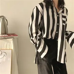 Mazefeng 2018 новые весенние женские повседневные рубашки женские полосатые рубашки свободный отложной воротник женские Модные Винтажные