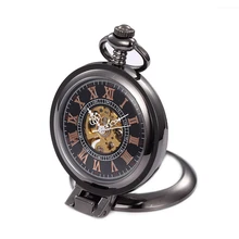 S030# стимпанк Прозрачный циферблат Скелет Механические карманные часы мужские антикварные ручной ветер ожерелье Карманные и брелок часы цепь