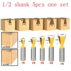 5 шт./компл. Высокое качество промышленности Стандартный 1/2 "хвостовик ласточкин хвост фреза резак работы по дереву