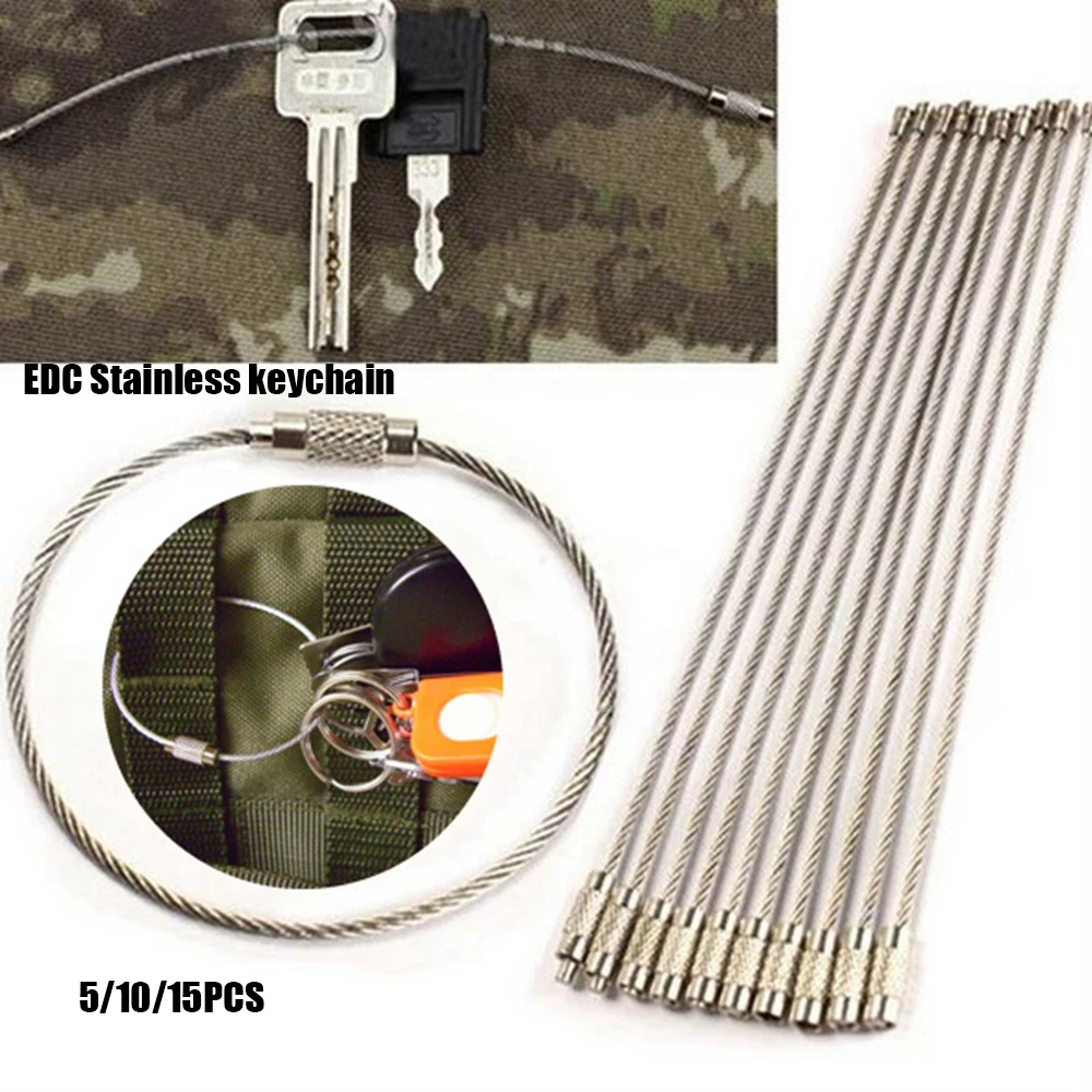 5/10/15 шт, для повседневного использования, Нержавеющая сталь Карабин брелок для ключей на открытом воздухе инструменты провода каната чемодан для поездки в лагерь тег фиксирующий винт гаджет