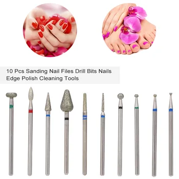 

10 Pcs Sanding Nail Files Drill Bits Nails Edge Polish Cleaning Tools Electric Machine Accessory Manicure Pedicure Tips DIY