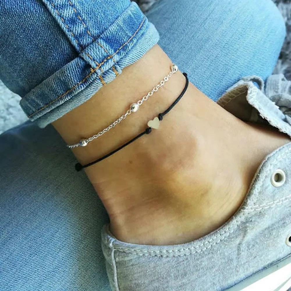 Double Ankle Chain Heart Pendant Black Leather Rope Anklet 2019 Fashion Foot Jewelry Bracelet on The Leg Anklets New Hot Double Ankle Chain Heart Pendant Black Leather Rope Anklet 2019 Fashion Foot Jewelry Bracelet on The Leg Anklets New Hot