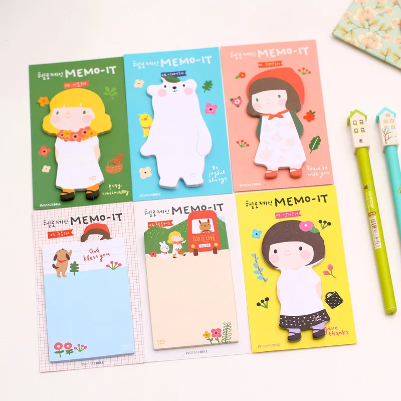 Coloffice Korean stationery cute aprons girl memo pads kawaii creative note pads paste N times