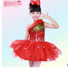 1 шт./партия; ; детское платье для латинских танцев на одно плечо; платье для выступлений с блестками; яркие цвета