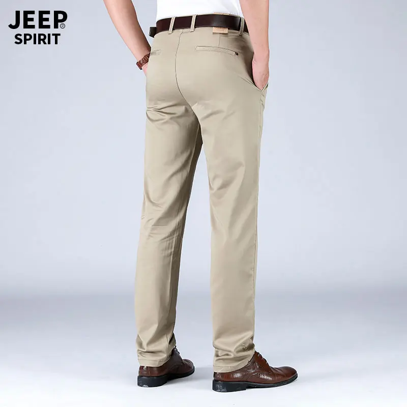 2019 Summer Autumn JEEP Brand Casual Suit Pants Straight Style Lyocell Men's Casual Mid Waist Cotton Pants Fashion Trousers (16)
