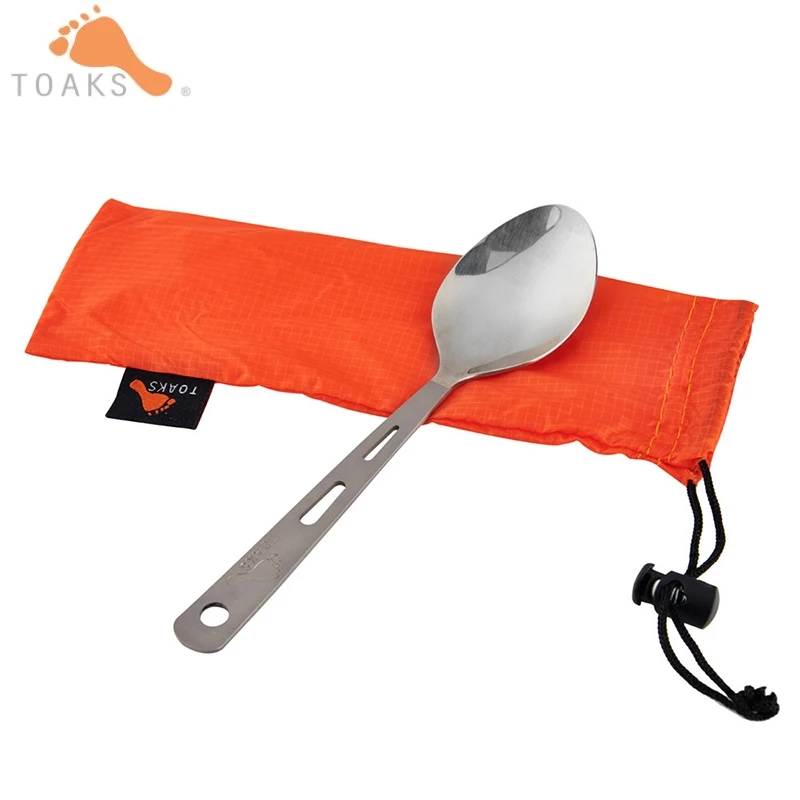 TOAKS al aire libre Mini portátil de titanio ligero cuchara útil de titanio Camping mochila cubiertos vajilla 17g con bolsa SLV-13