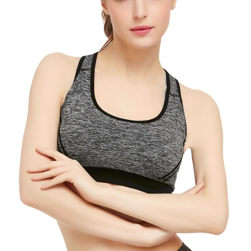 

Fitness Stretch Workout Seamless Solid Tank Top Women Lady Quick Dry Padded Bra