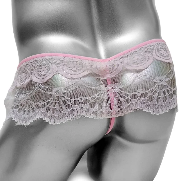 Кружевные Мужские Трусы стринги Sissy нижнее белье для геев прозрачные сексуальные