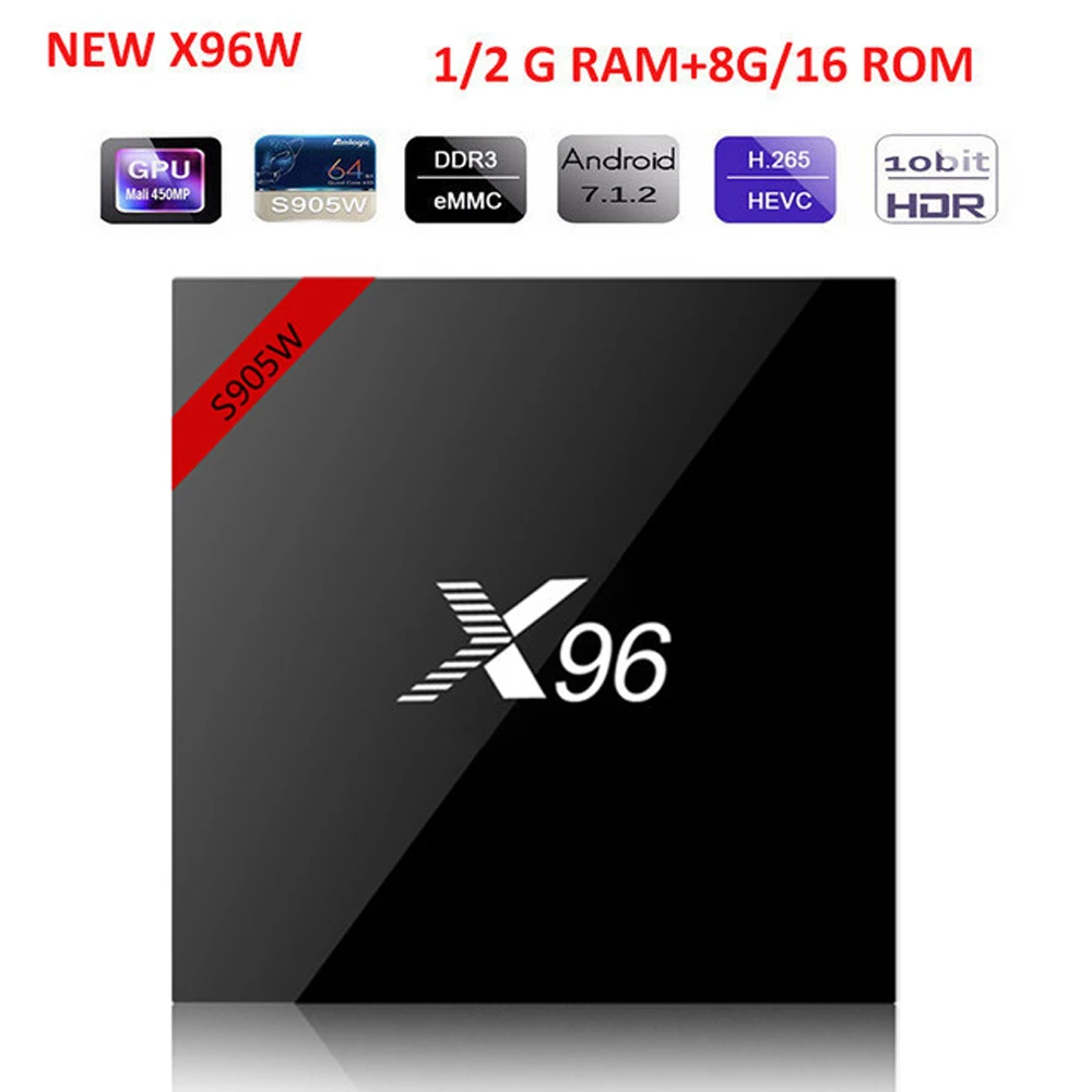 X96W Android 7 1 ТВ приемник с WiFi S905W Смарт коробка пульт дистанционного управления 1/2 ГБ
