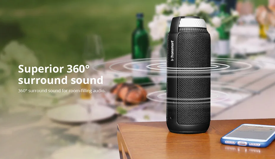 Tronsmart Element T6 Bluetooth Speaker Column Portable Speaker Subwoofer 25W with 360 Stereo Sound Speakers for computer -