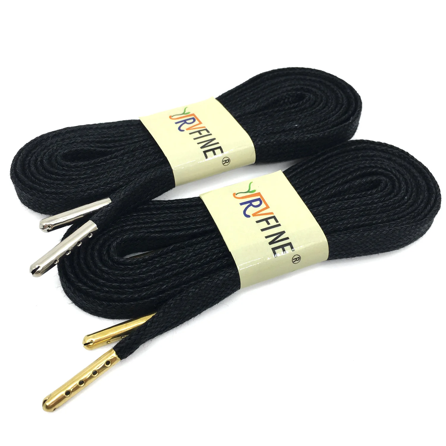 YJRVFINE 2 Pair Thick Waxed Cotton Flat Shoelaces with Gold Silver Metal Tips High Quality Waxing Leather Dress Shoe Laces